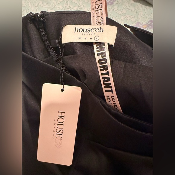 🔥House of CB Naima Black Satin Embellished Ruched Mini Skirt - Picture 7 of 7